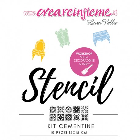 Stencil kit cementine 10 pezzi 15x15 cm
